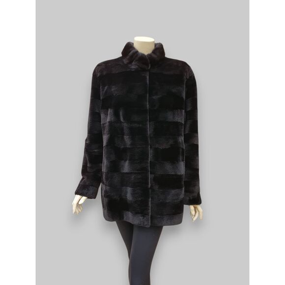 Vintage Black Brown Sheared Mink Reversible Jacket -Medium/Large - Picture 4 of 16